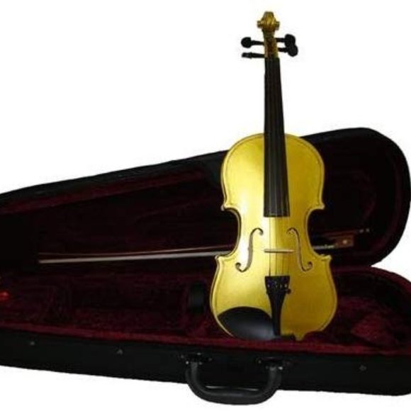 Grazia Violin Outfit With Case, Bow, Rosin | High Quality  New Real  1/16 Size Gold Violin with Case and Bow